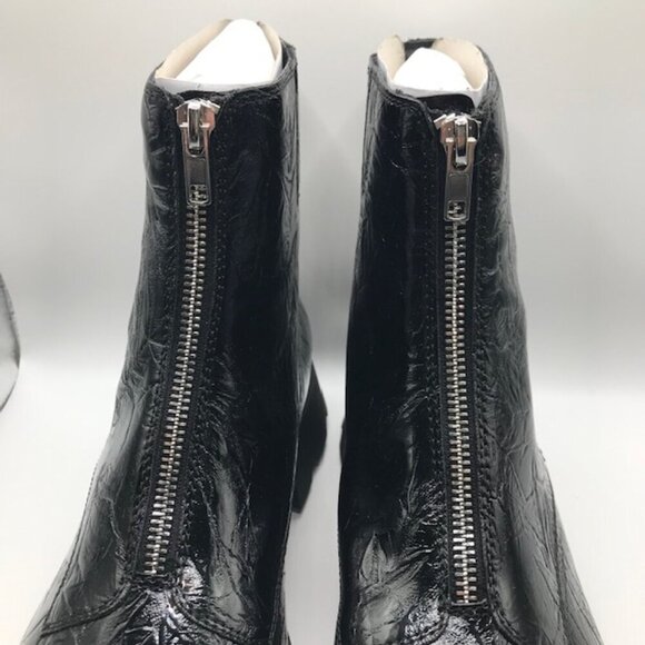 NWT Katy Perry  Black Patent "The Daarling" Zip Front Ankle Combat Boot Size 11M - Picture 5 of 11